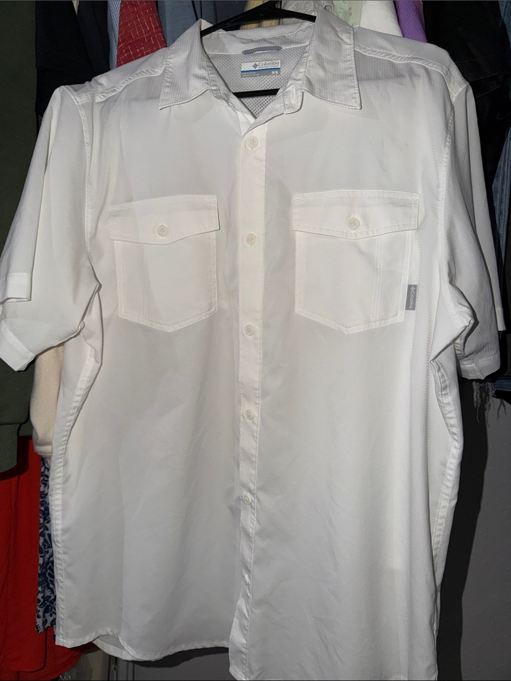 Men's White Short-Sleeve Button-Up Shirt by